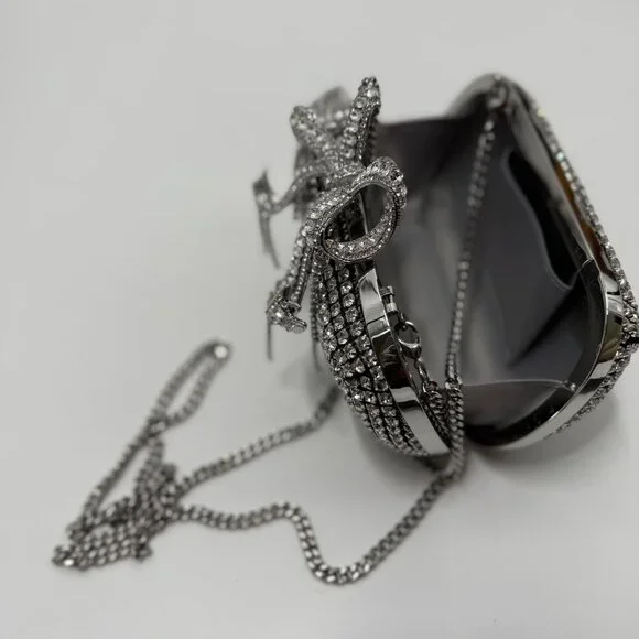 Self-Portrait Crystal Embellished Clutch With Bow Detail - Picture 9 of 13